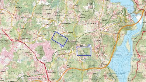 Plano de los caminos de Os Vilares y de A Campiña, en Bergondo