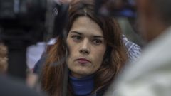 Isa Serra, portavoz de Podemos, en la concentracin en favor de Palestina que tuvo lugar en Santiago de Compostela 