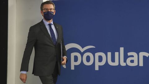 Rueda de prensa de Feijoo en Génova tras entregar los más de 55.000 avales de su candidatura para presidir el partido
