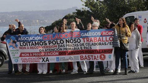 Protesta de celadores en el Chuac
