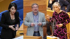 Mar�a Jes�s Lorenzana, �scar Insua y Patricia Iglesias, durante el pleno del Parlamento