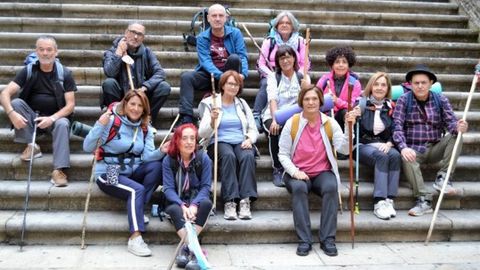 Protagonistas de la webserie «12 no Camiño»: Rafa, Modesto, Alfonso, Manuela, Otilia, Emilia, Marisa, Moncho, Noli, Loli, Dolores y Puri (en la foto, de izquierda a derecha y de arriba a abajo).