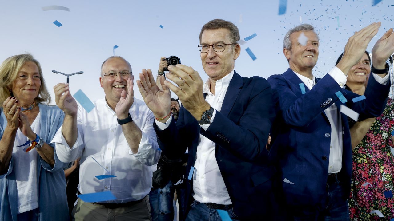 Mitin de fin de campaa del PP en A Corua, con Alberto Nez Feijoo, Rosa Gallego, Miguel Tellado, Alfonso Rueda y Pilar Rojo