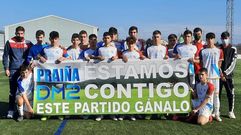 Los juveniles y cadetes del Praa mostraron su apoyo este fin de semana a Diego, al que le diagnosticaron el mes pasado una leucemia. Est previsto organizar un nuevo acto con todas las categoras del club.