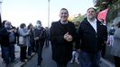 El coordinador de EH Bildu, Arnaldo Otegi, y el presidente de ERC, Oriol Junqueras, en la manifetación en San Sebastián.