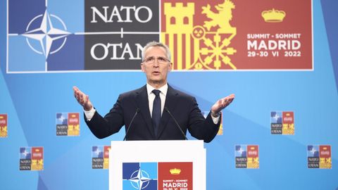 El secretario general de la OTAN, Jens Stoltenberg, en la rueda de prensa final de la cumbre de la OTAN en Madrid
