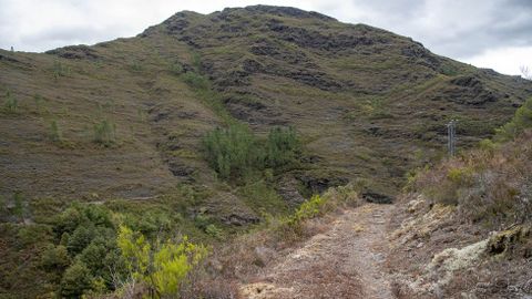 El camino que lleva al acueducto baja en direccin al cauce del ro Luzara, afluente del Lor