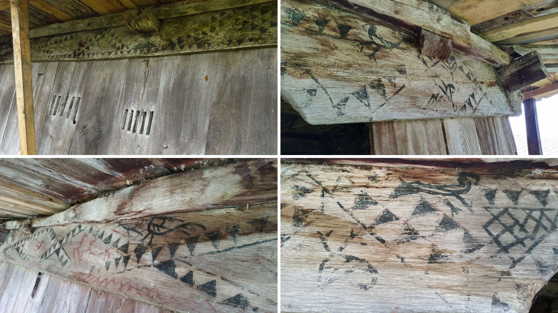 Cuatro detalles de las pinturas de este destacado horro de estilo Villaviciosa
