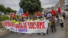 Los trabajadores de la planta de Servia se manifestaron en Porto do Son a finales de agosto para defender el modelo de gestin de los residuos