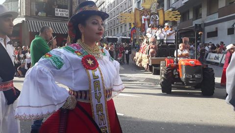 La carroza de Ecuador en el Da de Amrica en Asturias 2018
