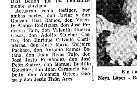 Amancio Ortega, mencionado en una publicación del 6 de octubre de 1967 como testigo de una boda
