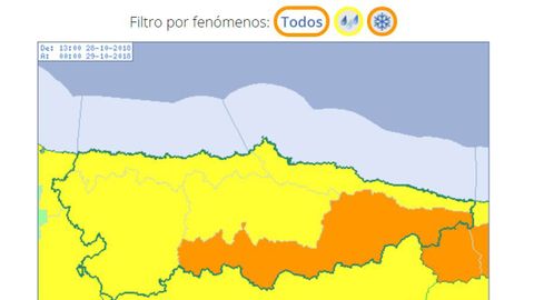 Aemet eleva la alerta por temporal en Asturias