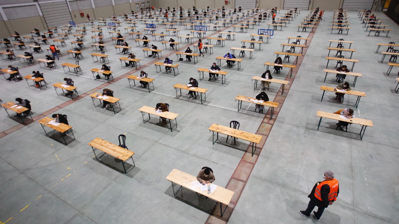 As� se celebran las oposiciones en tiempos de pandemia.Varios nidos de cig�e�as est�n saturando un pino a las afueras de la ciudad de Lugo.