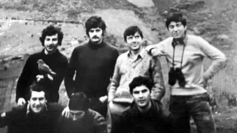 Miembros del Grupo Ornitolóxico Galego en una de sus visitas de investigación a la sierra de O Courel en la década de 1970