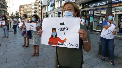 Protesta en Vilagarcia por las condiciones de retorno a las aulas, en septiembre del 2020