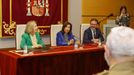 La ministra de Defensa, Margarita Robles, junto al alcalde, ngel Mato, y la secretaria de Estado, Mara Amparo Valcarce, durante el acto en Madrid.