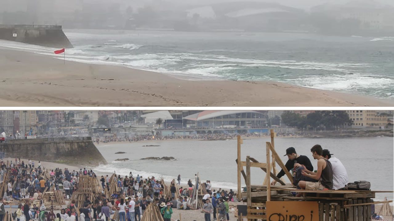 El aspecto que presentan este martes los arenales coru&ntilde;eses de Riazor y el Orz&aacute;n no se puede comparar al de a&ntilde;os anteriores