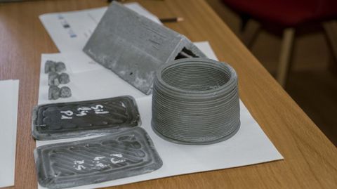 Some of the products are made from scrap slate with a 3D printer.