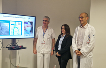 El responsable del rea del Corazn del HUCA, el doctor Pablo Avanzas; la responsable de dispositivos mdicos de Philips en Espaa y Portugal, Elena Pantoja; y el director de Atencin Sanitaria y Salud Pblica del rea sanitaria IV, lvaro Gonzlez Franco