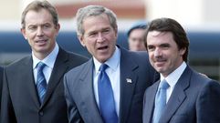 Imagen de archivo (2003). Blair, Bush y Aznar.