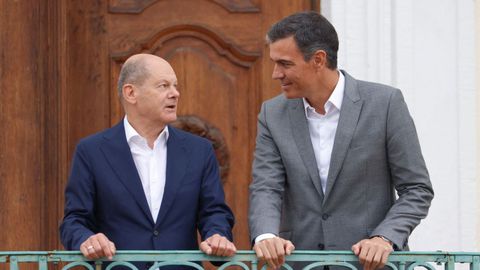 Snchez en su reunin con el canciller alemn, Olaf Scholz