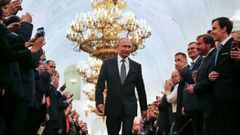 El presidente ruso, Vladimir Putin, a su llegada a la sesión de investidura en el Gran Palacio del Kremlim