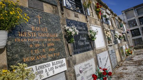 Lpida que indica el lugar donde reposan los restos de Rafael Dieste en Rianxo