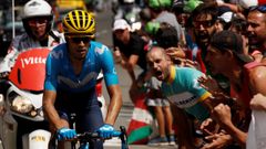  El ciclista espaol Mikel Landa, del equipo Movistar, compite durante la decimonovena etapa del Tour de Francia