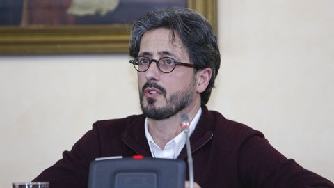 Carlos Portomeñe, en un pleno del Concello en 2017
