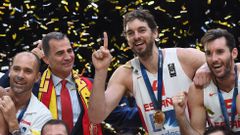 La celebracin del equipo espaola tras vencer el Eurobasket del 2015