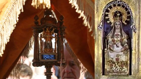 Piezas diminutas. La Virgen del Cristal, de Vilanova dos Infantes, de menos de cinco centímetros, estaba insertada en un cilindro de cristal, ahora de resina, y la de la del Águila, de siete, en un viril.