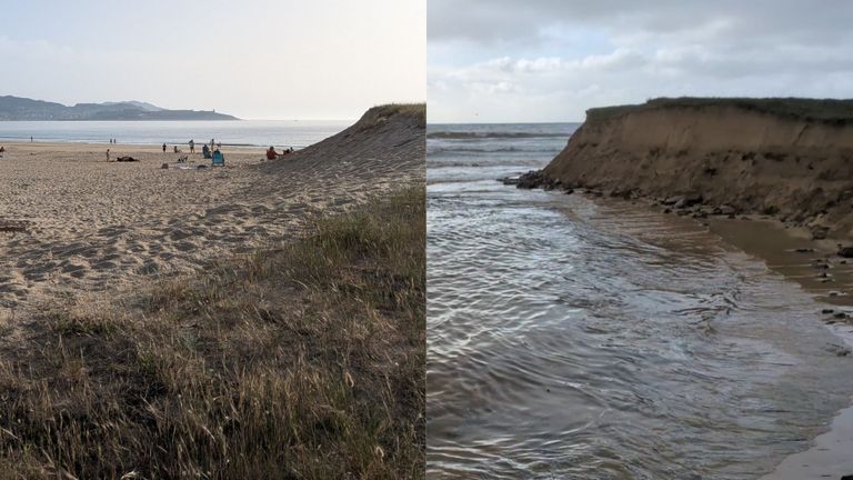 La playa de Panxón recupera su arena tras el tren de borrascas