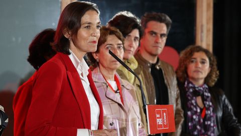 La candidata socialista a la alcaldía de Madrid, Reyes Maroto, durante su comparecencia en la sede socialista tras conocer los resultados electorales