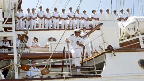 Llegada del buque-escuela Juan Sebastin Elcano a la Escuela Naval de Marn