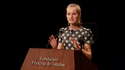 La princesa Leonor, durante su intervención en la ceremonia de entrega de los Premios Princesa de Asturias