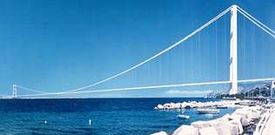 Simulacin por ordenador del puente entre Calabria y Sicilia presentada en el anterior mandato de Berlusconi