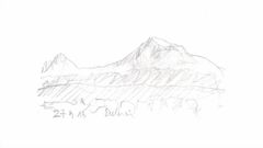 Dibujo del monte Ararat desde la fortaleza de Erebuni, en Erevan (Armenia), realizado por el arquitecto y profesor de la UDC Felipe Pea en abril del 2013