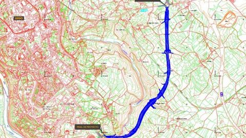 El mapa de la Xunta en el que se observa el trazado aproximado que llevará el final de la Ronda Leste