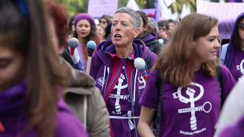 Marcha por el dia de la mujer en Santiago
