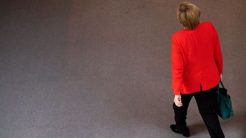 La canciller alemana, Angela Merkel, tras una sesin parlamentaria en el Bundestag en Berln. 
