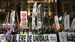 Manifestacin convocada en Mlaga por los sindicatos contra el ERE de Unicaja