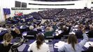 Votación en el debate, ayer, en el Parlamento Europeo. 