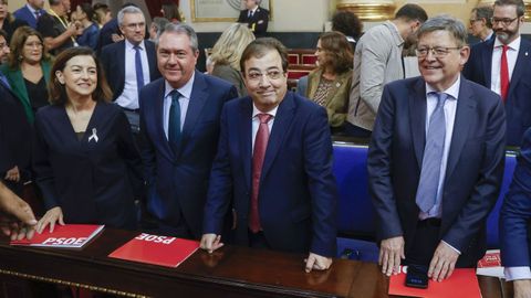 Los expresidente de Extremadura Fernndez Vara y de Valencia, Ximo Puig, en el Senado