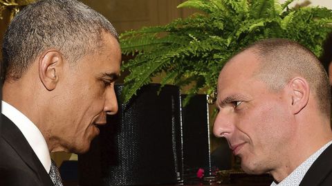 Obama conversa con Varufakis.