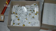 Cajas de pastillas incautadas por la Guardia Civil 