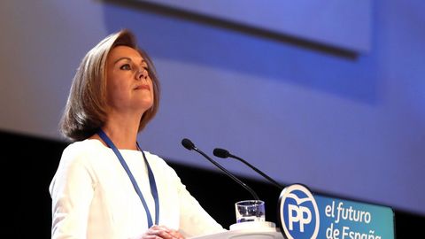 La secretaria general del Partido Popular, María Dolores de Cospedal, durante su intervención