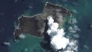 Imagen aérea del volcán después de la erupción