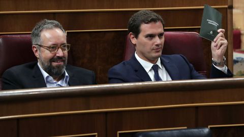 Juan Carlos Girauta y Albert Rivera, en el Congreso de los Diputados