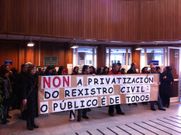 La protesta se traslad� al interior del edificio judicial