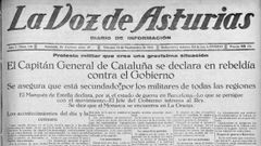 Portada de La Voz de Asturias del 14 de septiembre de 1923